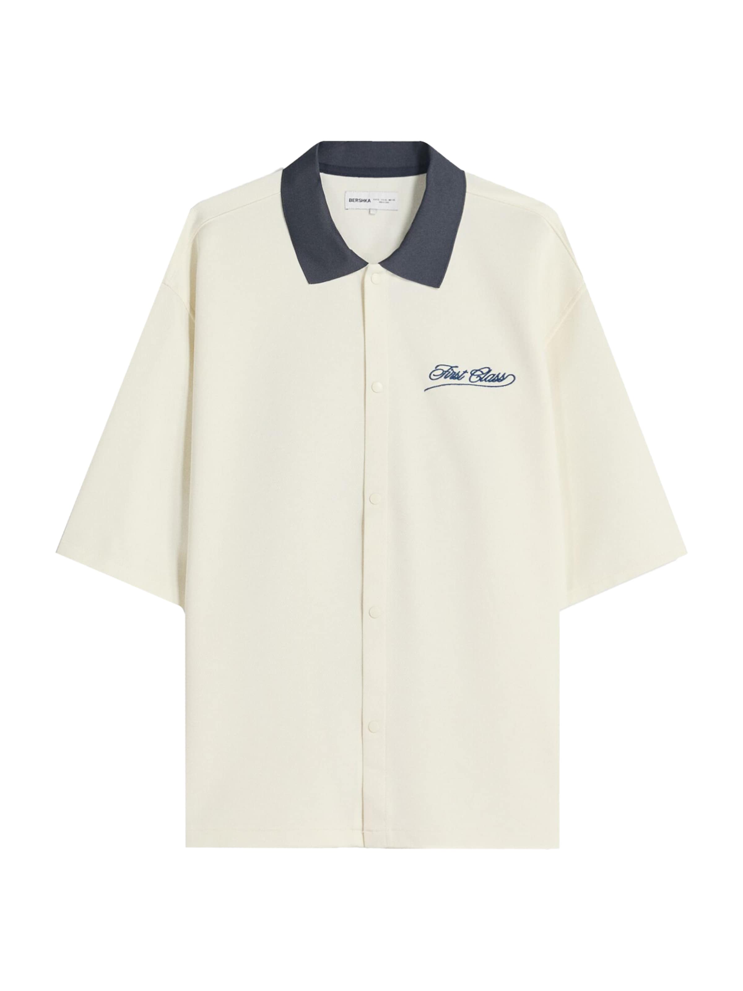 Bershka Comfort fit Button Up Shirt in Beige: front