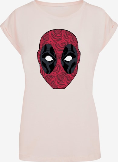 ABSOLUTE CULT T-Shirt 'Deadpool - Head Of Roses' in puder / cranberry / schwarz / weiß, Produktansicht