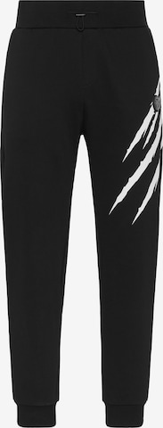 Plein Sport - Tapered Calças 'Scratch' em preto: frente