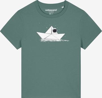 T-shirt ' Astronaut in paper boat ' Watapparel en vert : devant