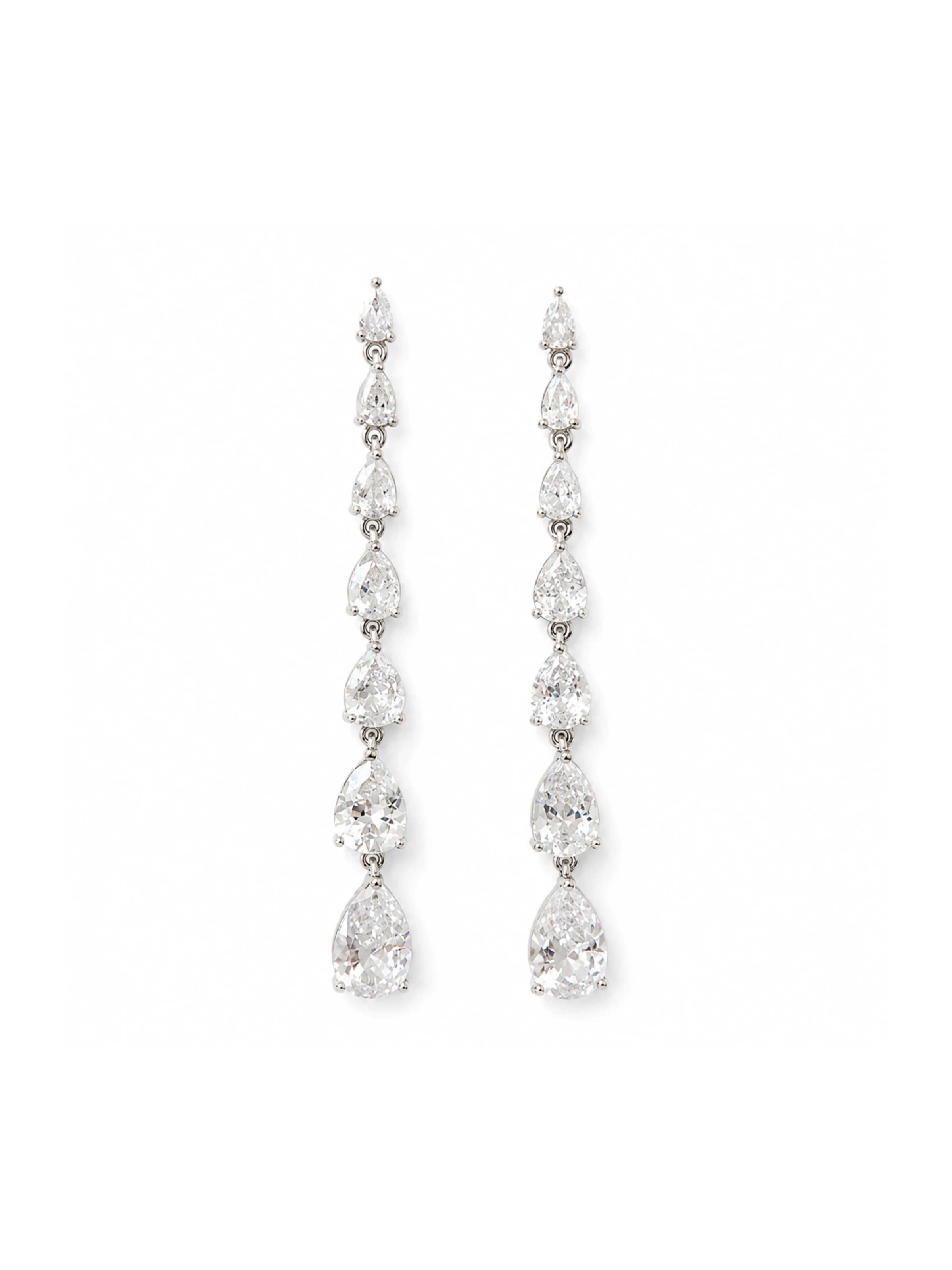 SallyJaneBridal Oorbellen 'Ella' in Zilver: voorkant