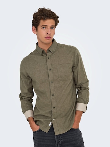 Only & Sons Regular fit Button Up Shirt 'ONSROAD' in Brown