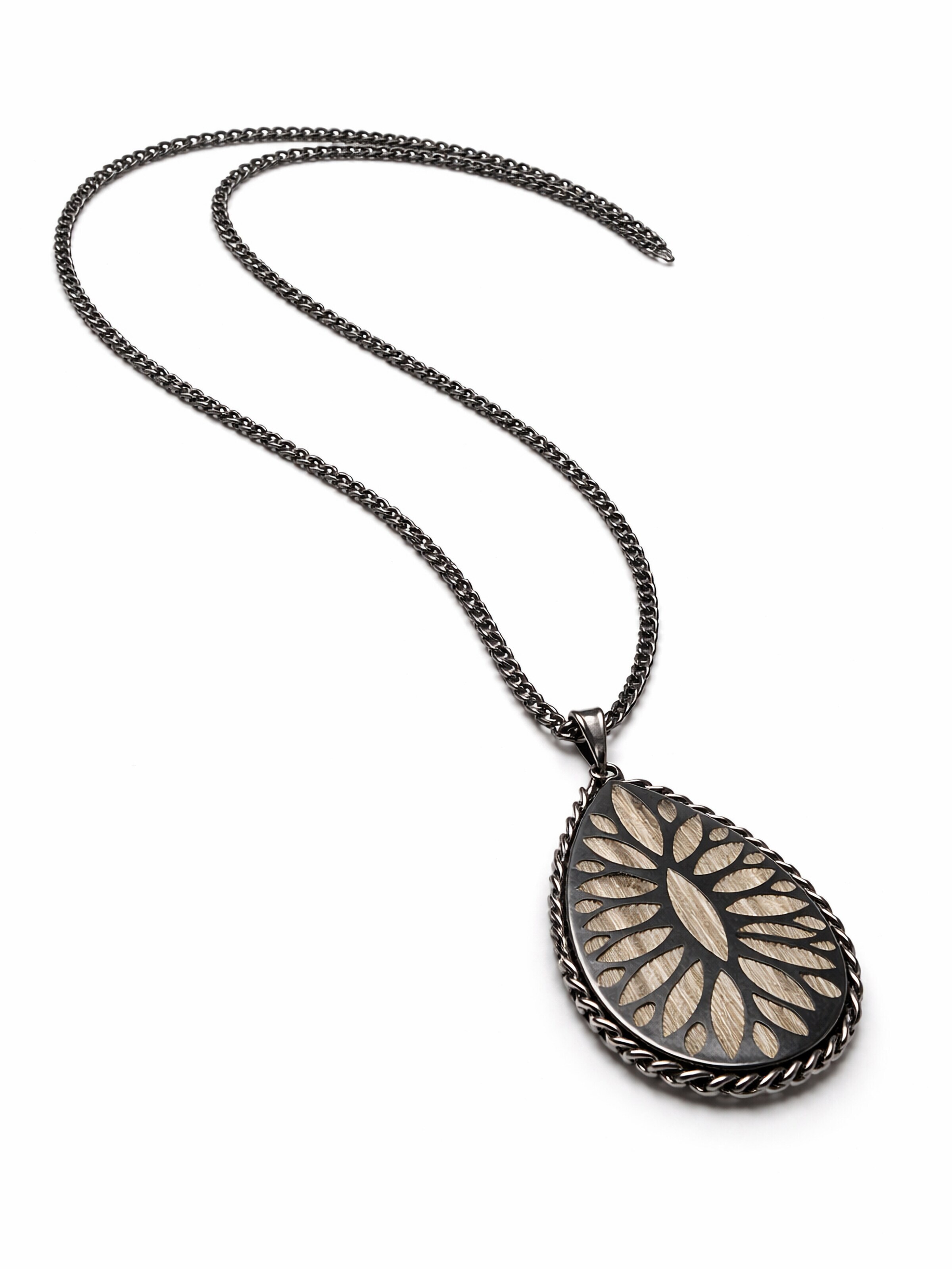 COLLEZIONE ALESSANDRO Necklace 'Wood' in Grey: front