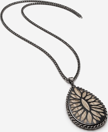 COLLEZIONE ALESSANDRO Necklace 'Wood' in Grey: front