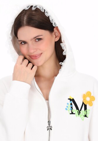 MYMO - Sudadera con cremallera en blanco