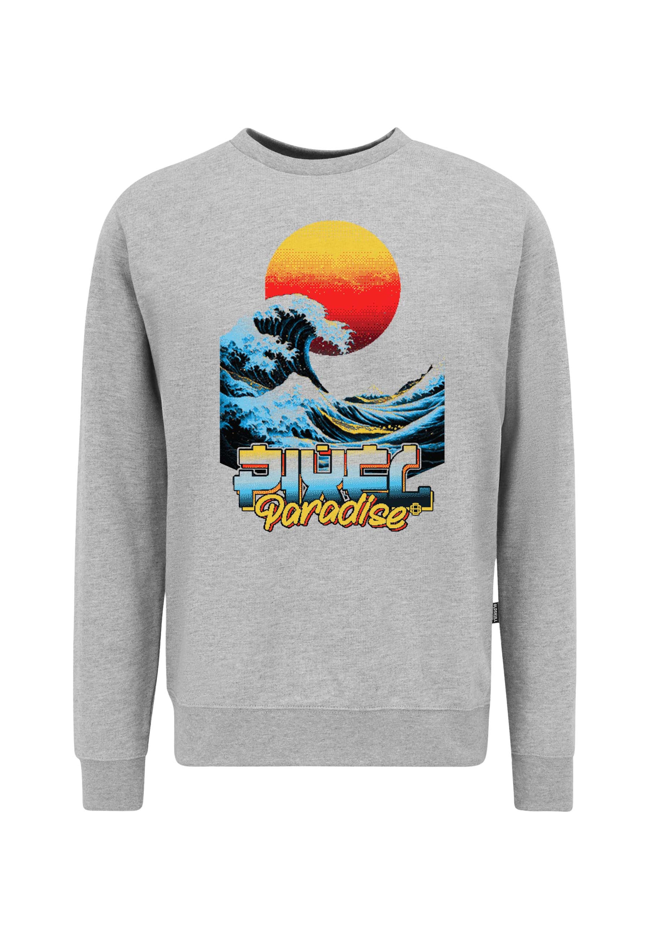 Oldskull Sweatshirt 'Retro Pixel Wave Logo Graphic' in Grey: front