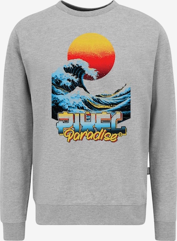 Oldskull Sweatshirt 'Retro Pixel Wave Logo Graphic' in Grau: Vorderseite