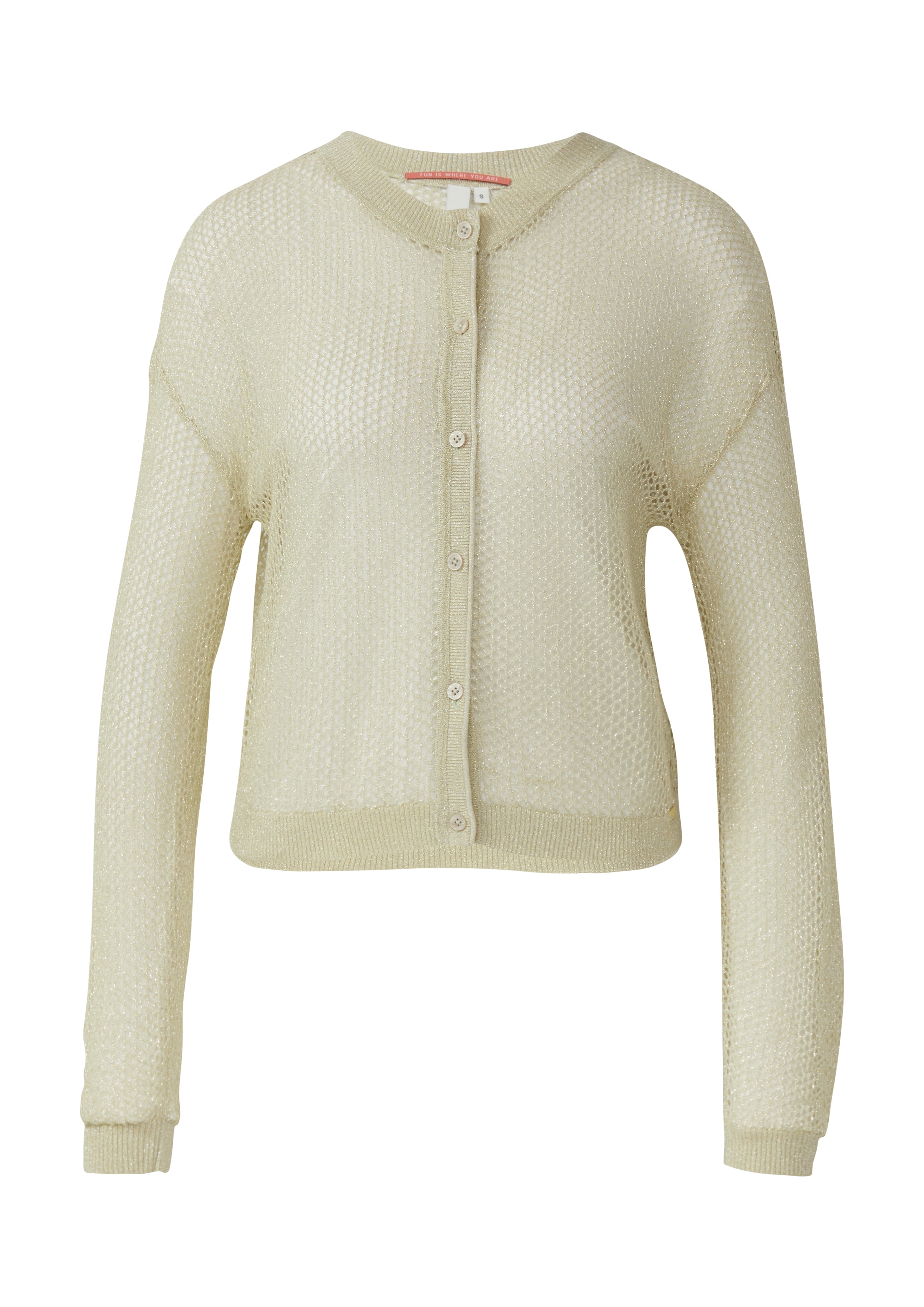QS Knit Cardigan in Beige: front