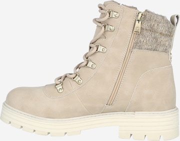 TOM TAILOR Lace-Up Ankle Boots in Beige