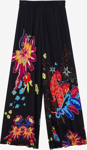 Wide leg Pantaloni de la Desigual pe negru: față