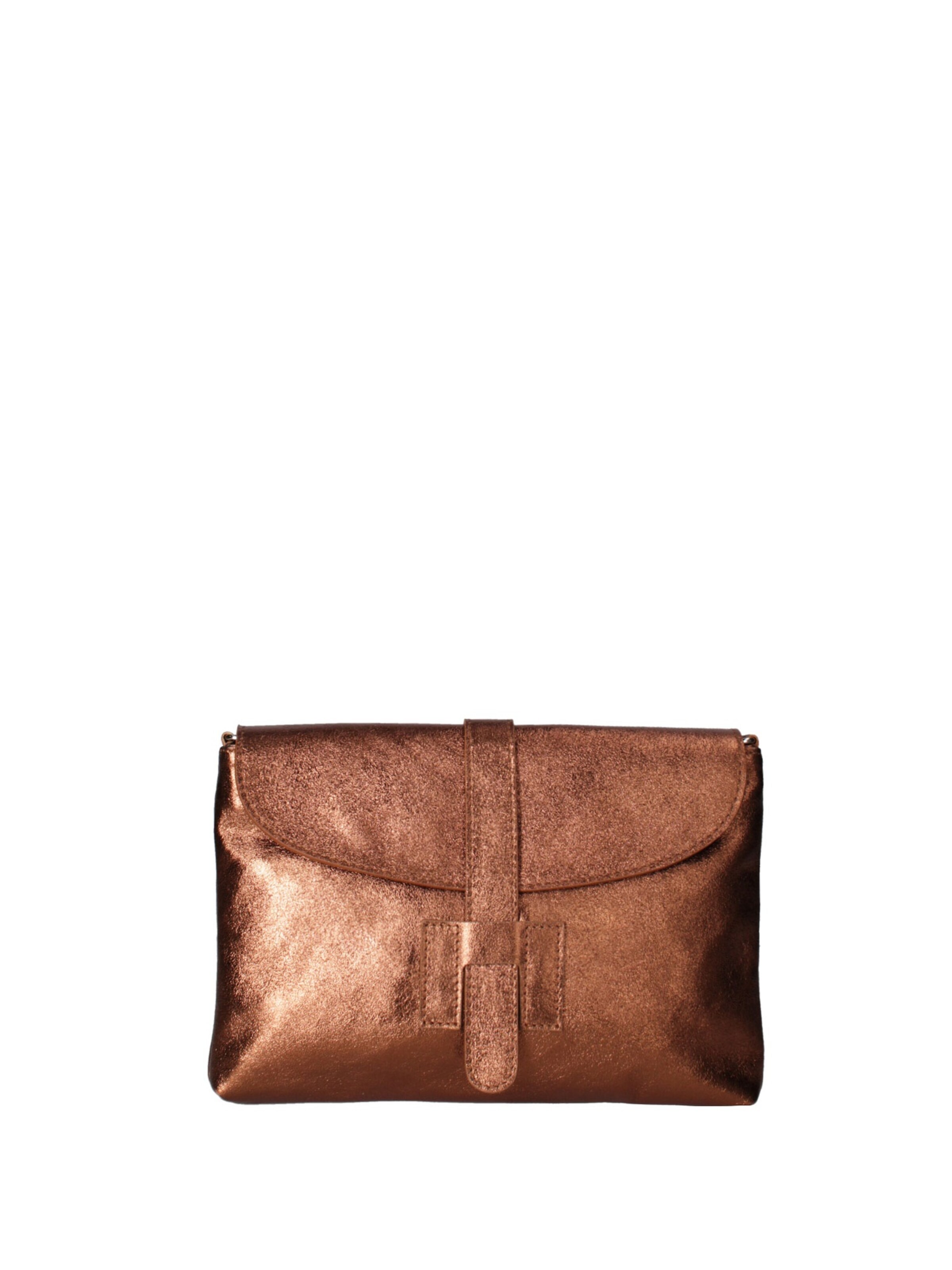 Pochette 'Pochette Donna Vera Pelle Laminato - Tracolla Regolabile' di Viola Castellani in marrone: frontale