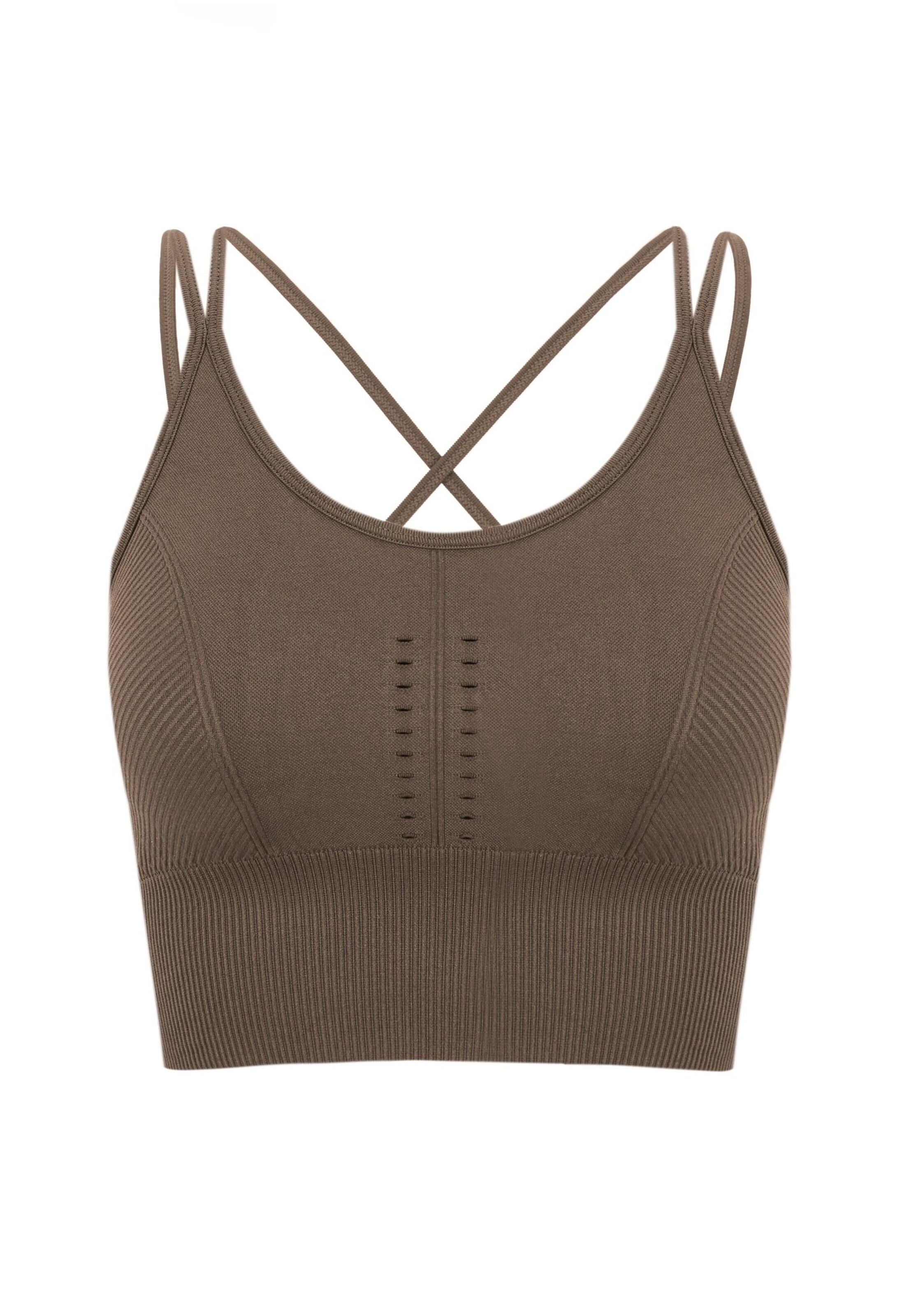 Born Living Yoga Bustier Top 'India' in Braun: Vorderseite