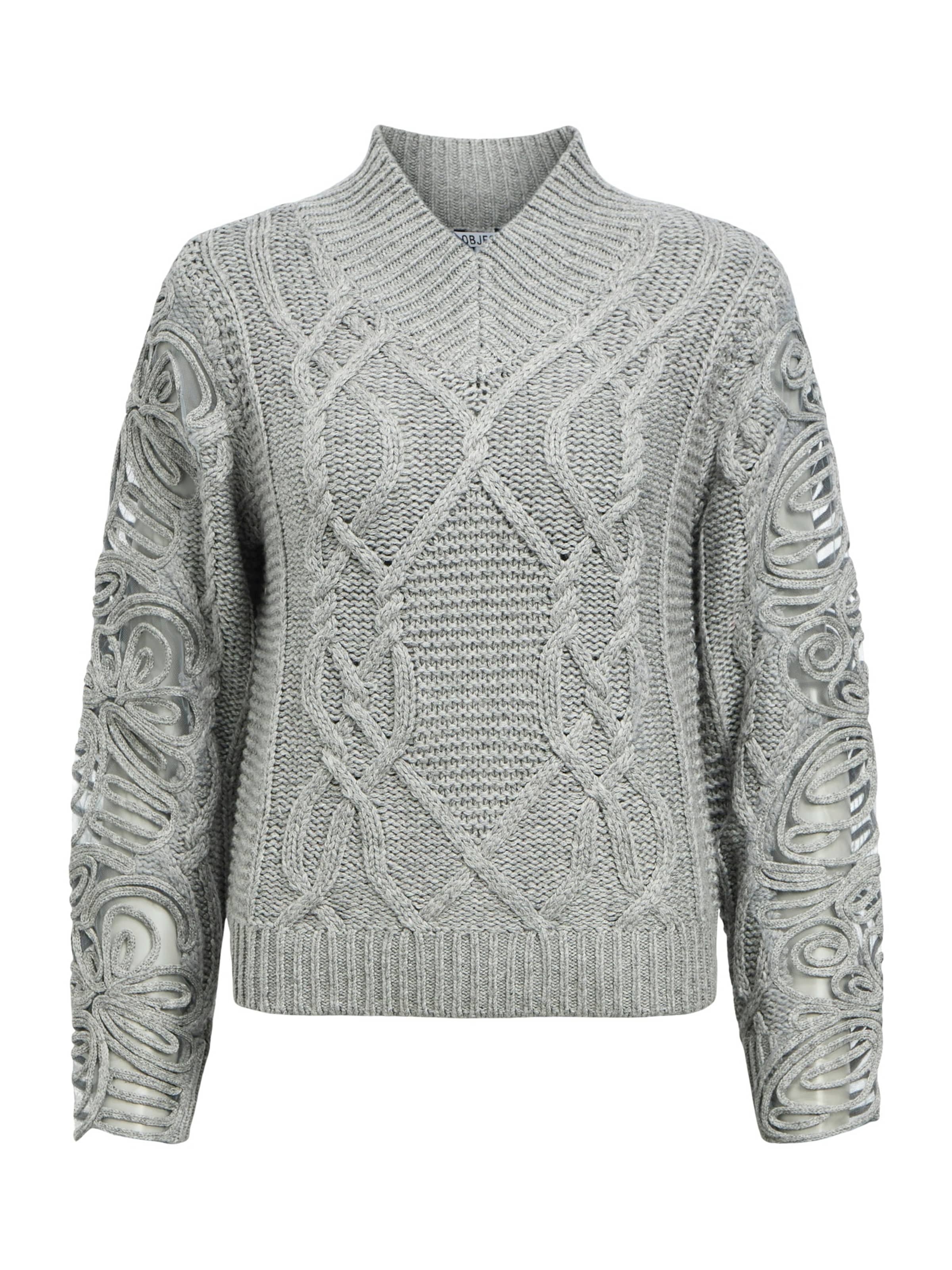 OBJECT Пуловер 'OBJELISSE' в сиво: отпред