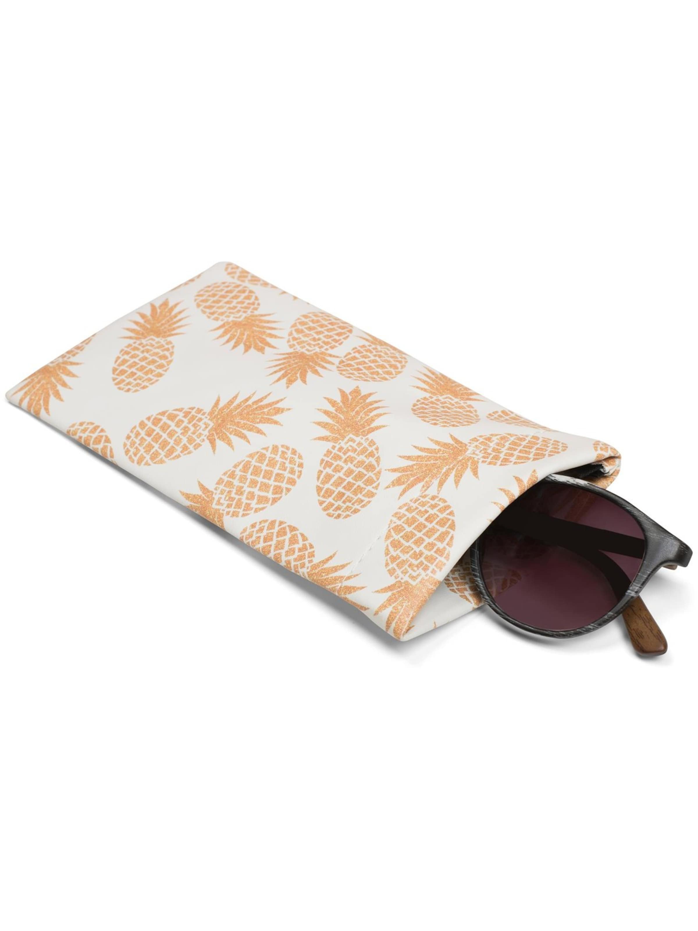 styleBREAKER Etui 'Brillenetui Ananas mit Putztuch'‌ in Weiß