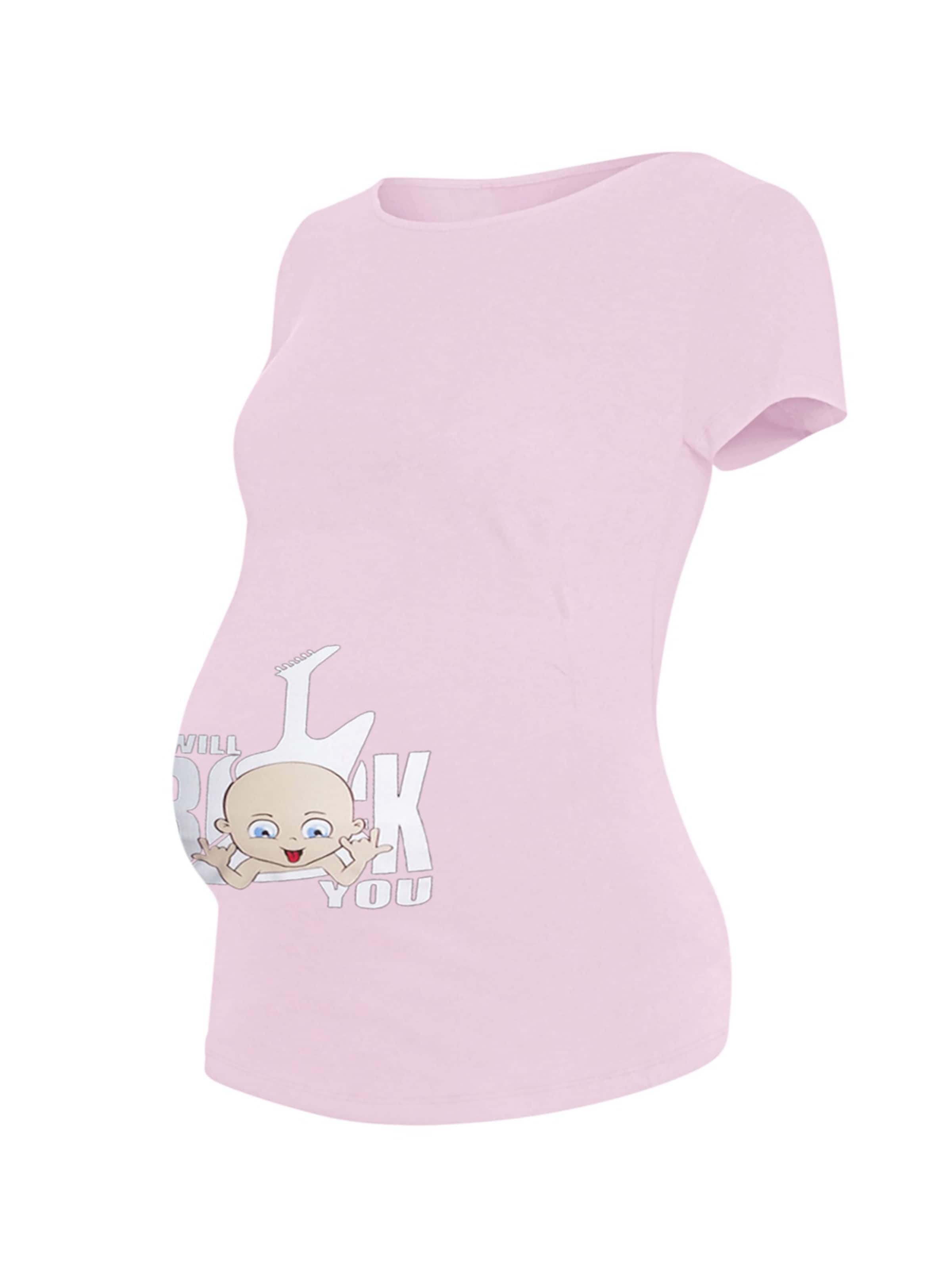 M.M.C. Shirt 'I Will Rock You Umstandsshirt' in Pink: front