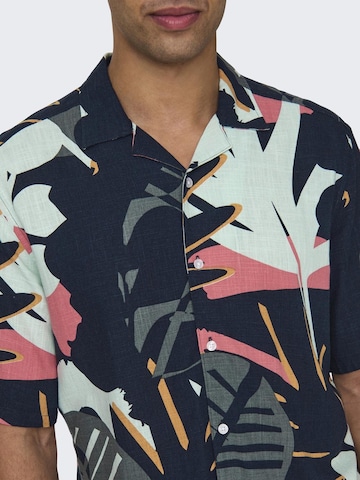 Only & Sons Regular fit Button Up Shirt 'BERTIL' in Blue