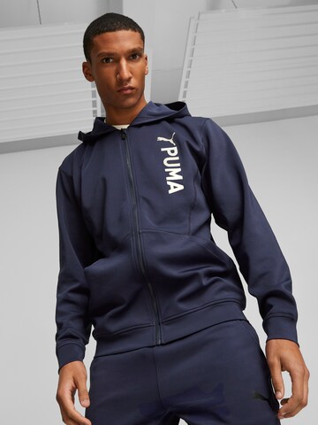 PUMA Athletic Zip-Up Hoodie in Blue: front