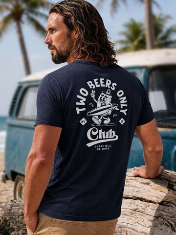 Neverless Shirt 'Two Beers only Backprint' in Blue