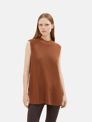 TOM TAILOR DENIM Sweater in Brown: front