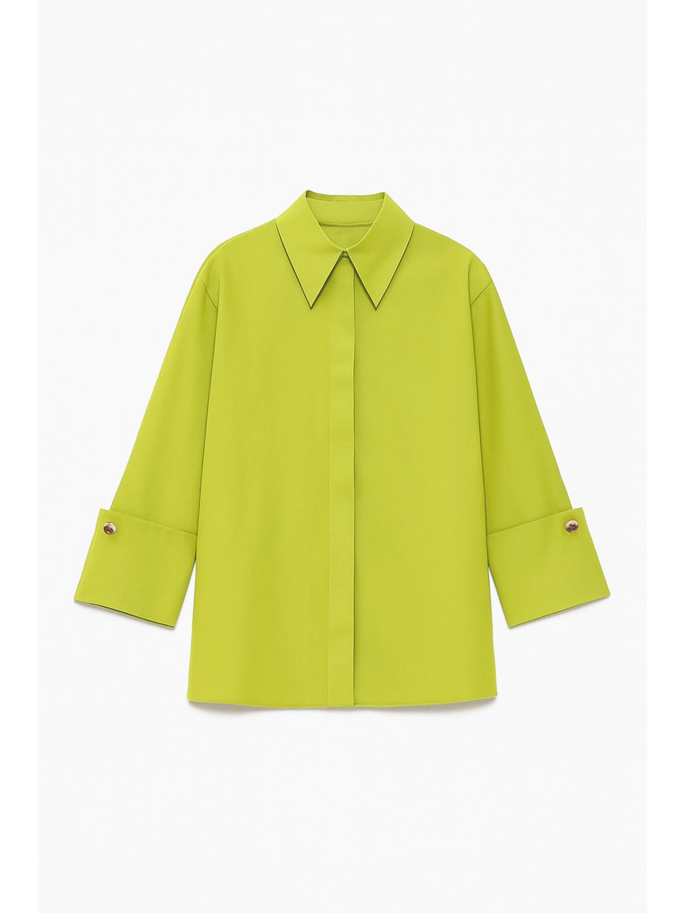 Touché Privé - Camiseta 'Poplin Shirt With Wide Cuff' en verde: frente