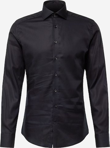 Bruun & Stengade - Ajuste estrecho Camisa 'Pavarotti' en negro: frente