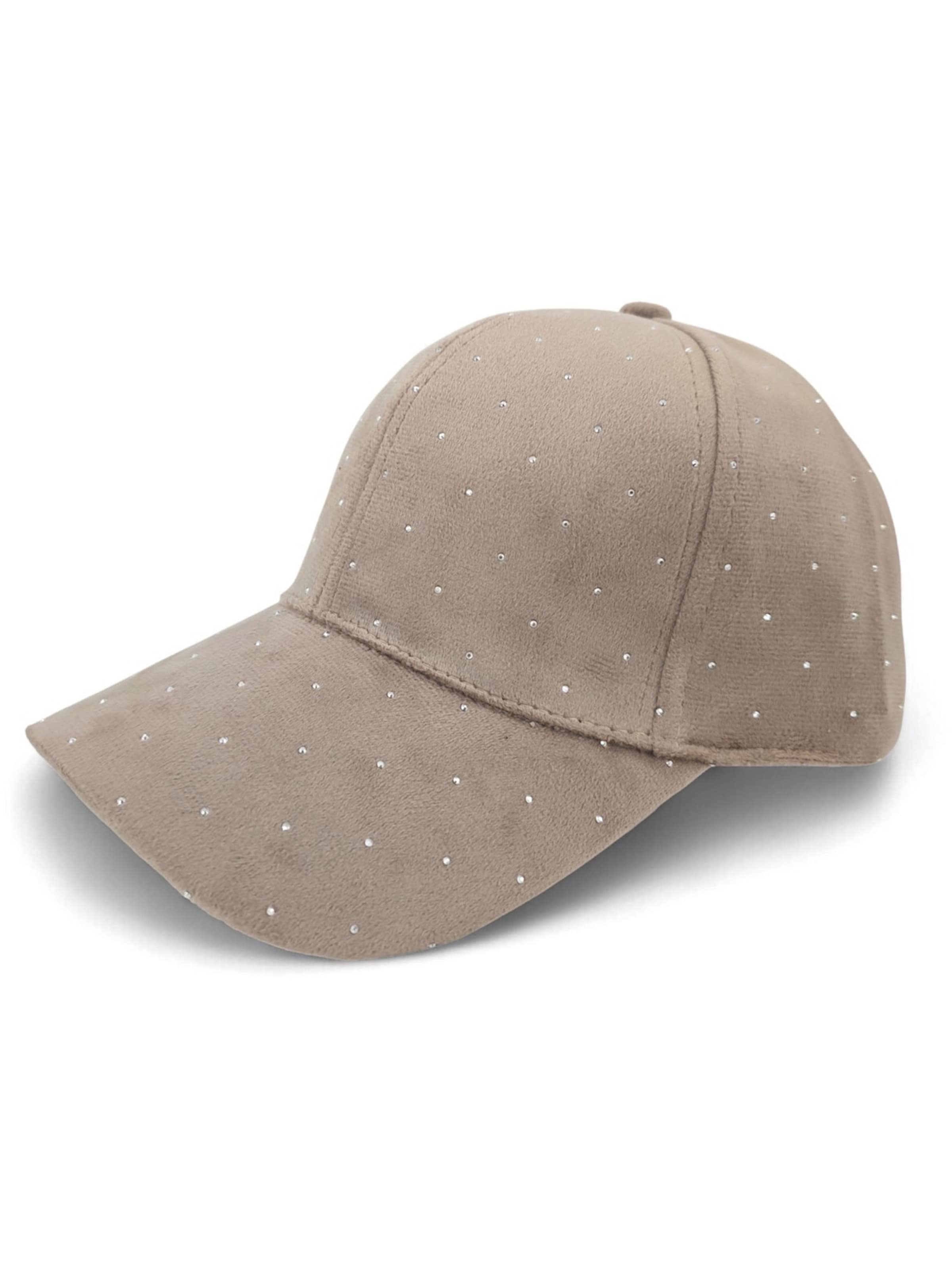 styleBREAKER Cap 'Samt Baseball Cap mit Strass'‌‌‌‌‌‌‌‌ in Braun: Vorderseite
