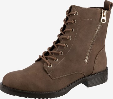 JANE KLAIN Lace-Up Ankle Boots in Brown: front