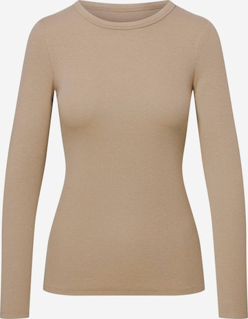 ESOTIQ Shirt 'Figurbetontes Ripp-Langarmshirt aus Viskosemix, Jody 2' in Beige: front