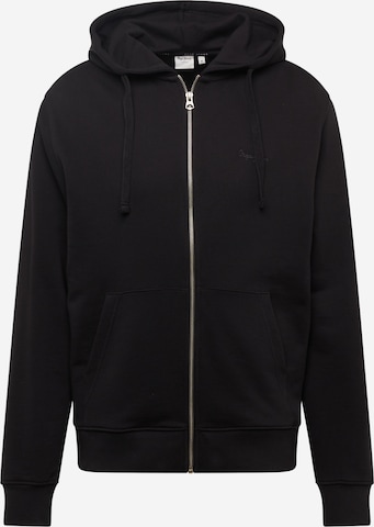 Pepe Jeans Zip-Up Hoodie 'JOE' in Black: front