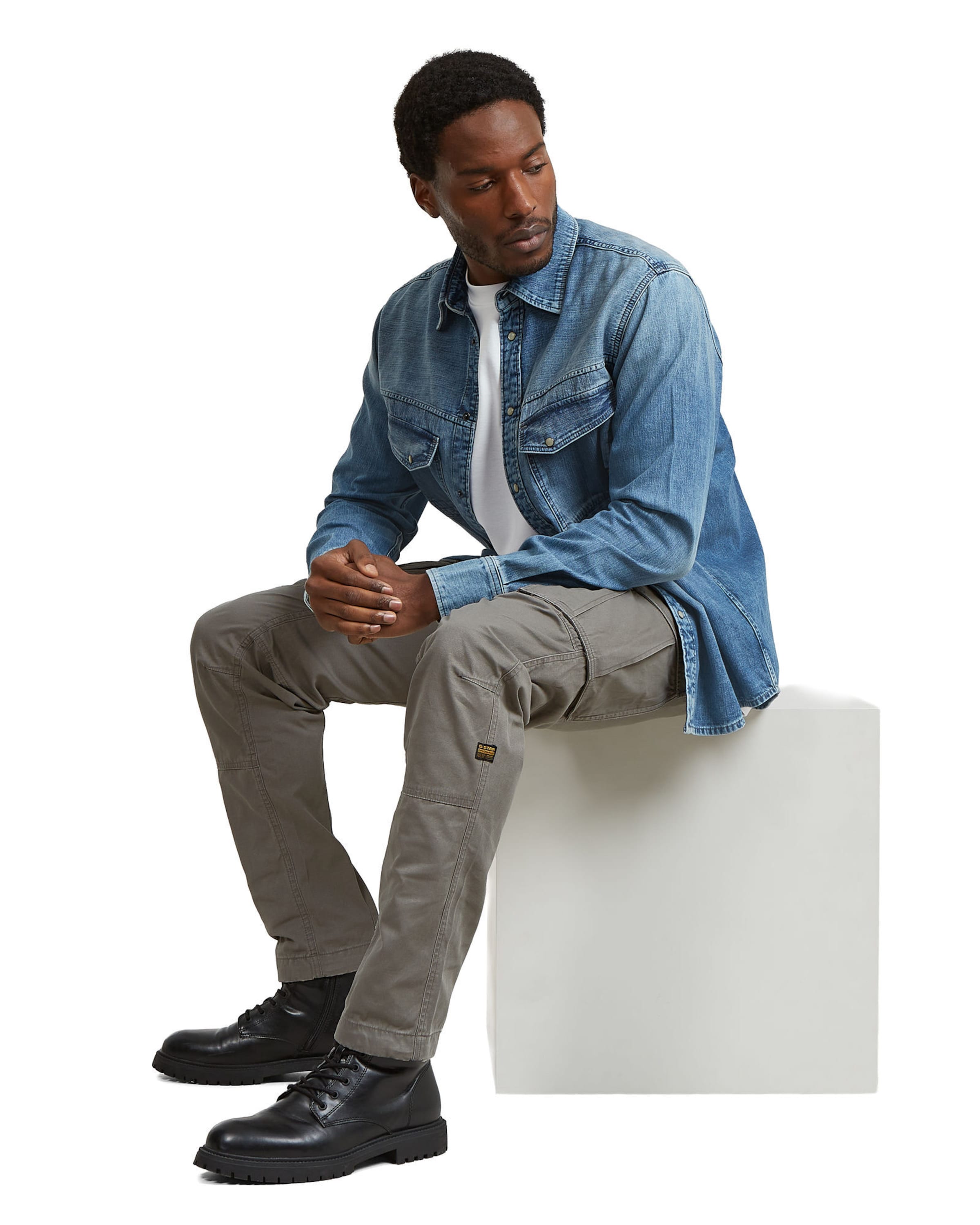 Effilé Pantalon cargo 'Zip 3D ' G-STAR en gris