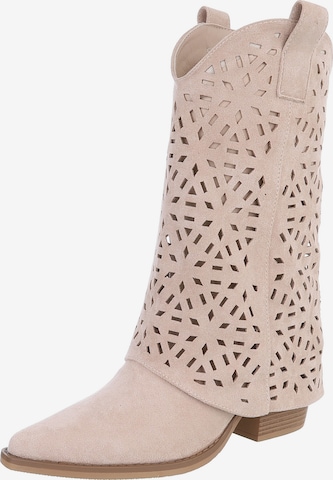 Ital-Design Cowboystiefel in Beige: Vorderseite