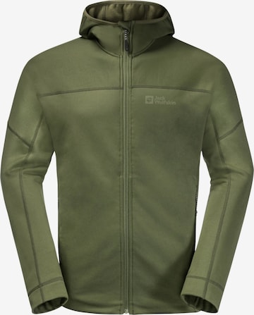 JACK WOLFSKIN Fleece jas 'Jack Wolfskin Hirschberg Hooded FZ M' in Groen: voorkant