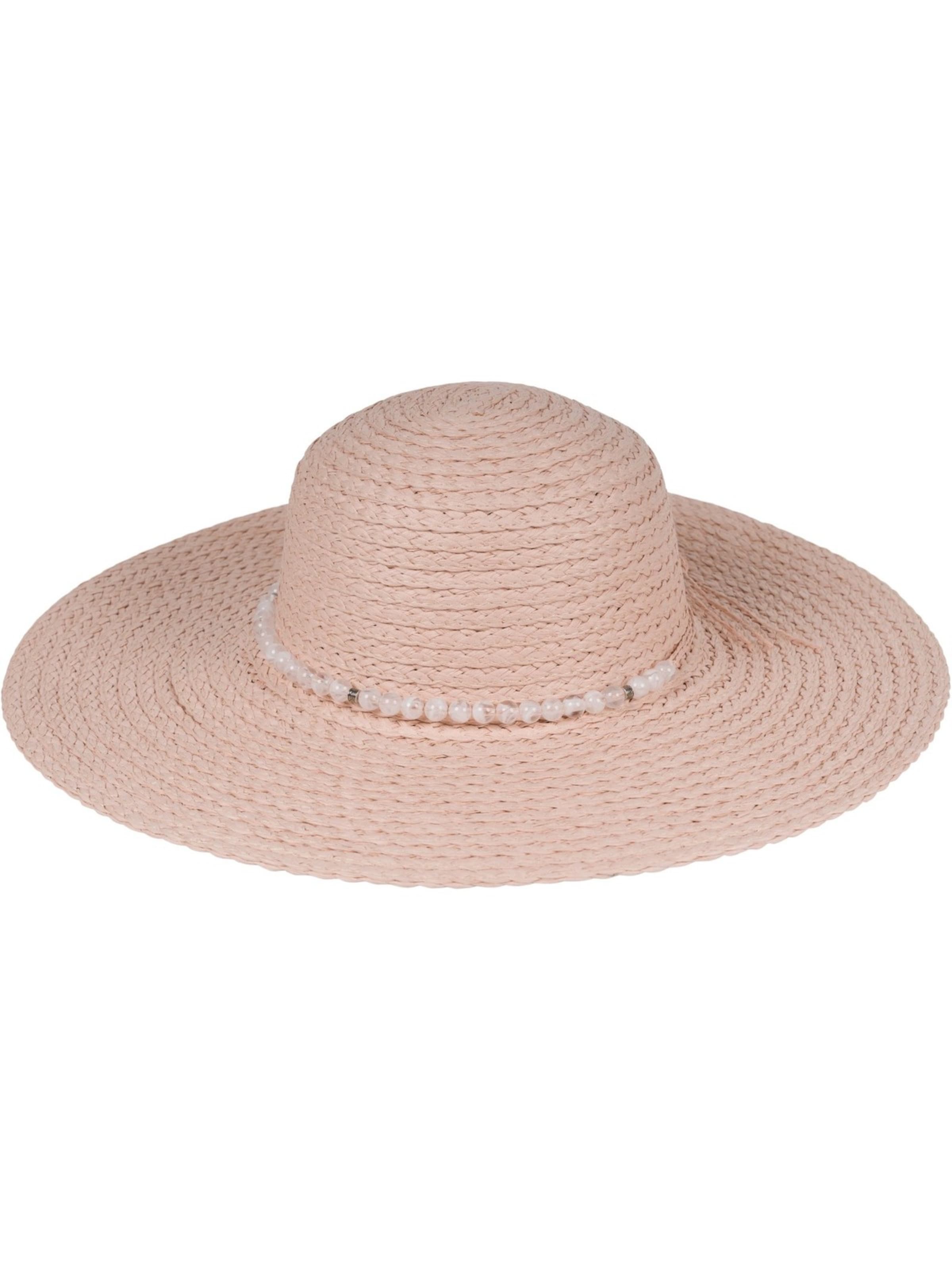 styleBREAKER Hut 'Papierstroh Sonnenhut Perlen Hutband'‌‌‌‌‌‌‌‌‌ in Pink