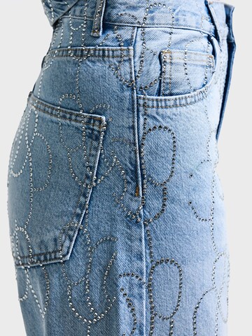 IT'S BASIC Loose fit Jeans 'RHINESTONE LOOSE MID RISE JEANS' in Blue