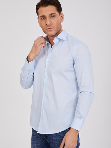 Slim fit Camicia business 'Firenze Essentials Poplin Stretch Man Shirt Light Blue' di 7Camicie in blu