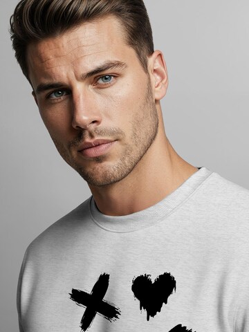 Neverless Sweatshirt 'Creepy Smile' in Grey