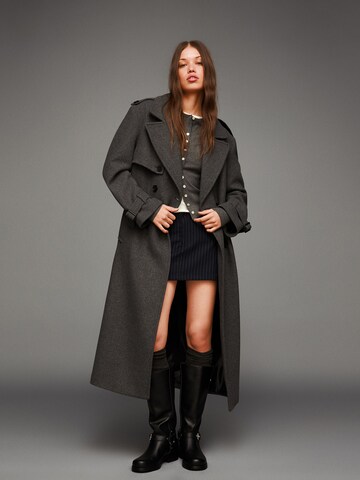 Bershka Between-Seasons Coat in Grey: front