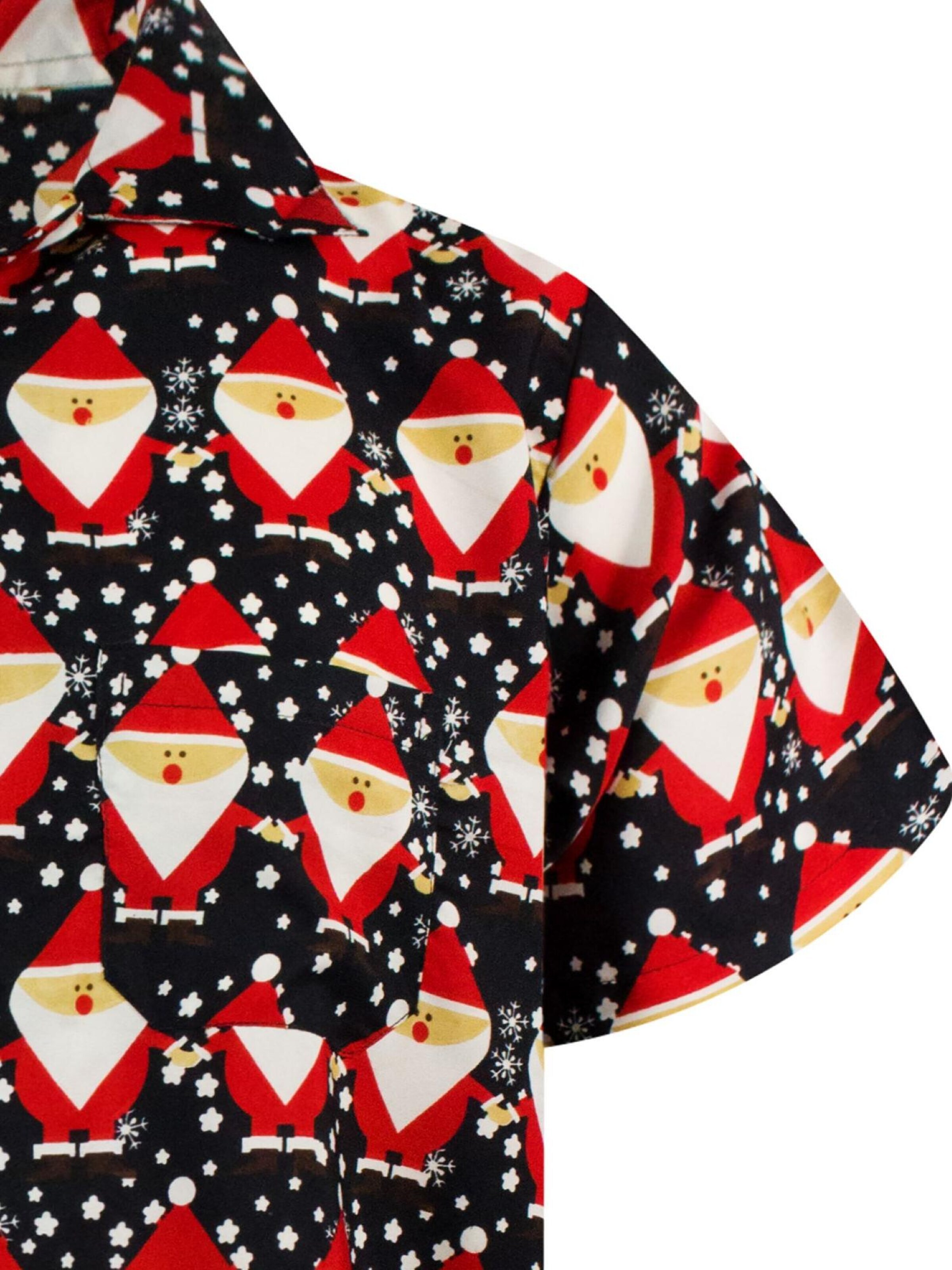 King Kameha Regular Fit Hemd 'Christmas Santa Allover'‌‌‌‌ in Schwarz