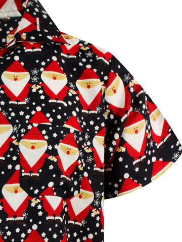 Regular fit Camicia 'Christmas Santa Allover' di King Kameha in nero