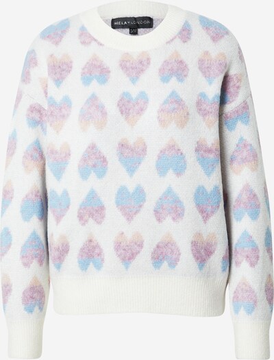 Mela London Pull-over en beige / bleu clair / orange pastel / rose chiné, Vue avec produit