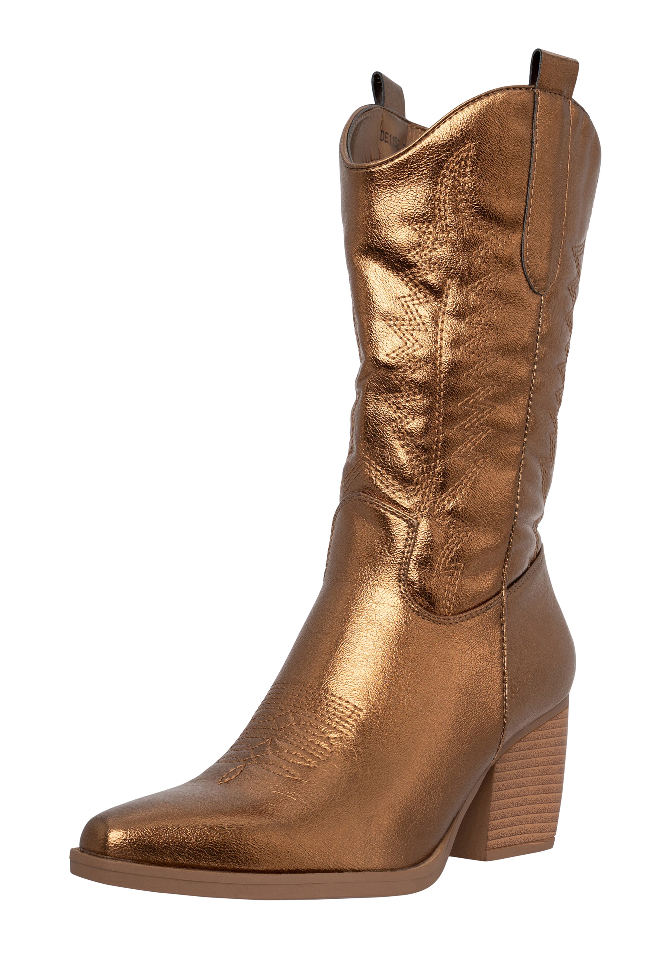 Stivale da cowboy di Elara in oro: frontale