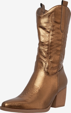 Bottes de cowboy Elara en or : devant