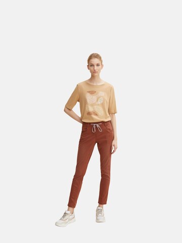 Coupe slim Pantalon TOM TAILOR en marron