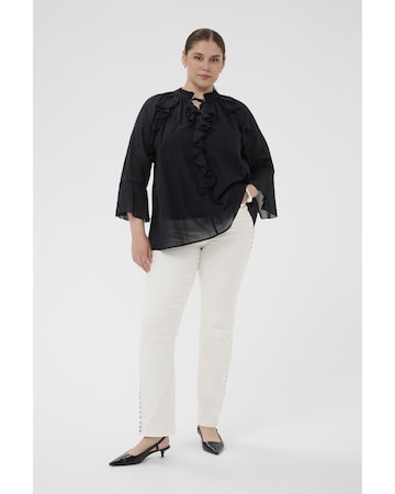 KAFFE CURVE Blouse 'KCflori' in Zwart