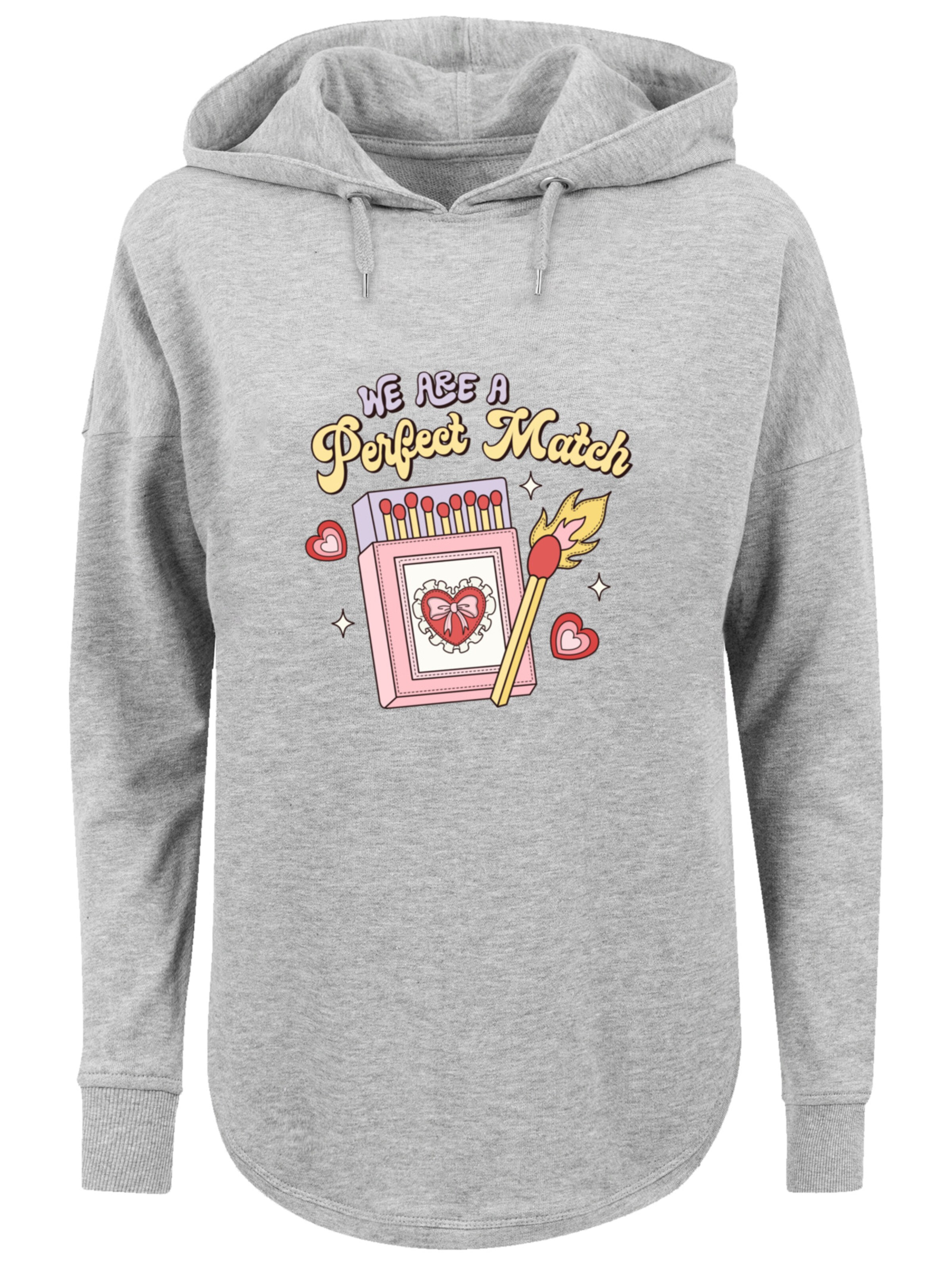F4NT4STIC Sweatshirt 'We Are A Perfect Match Love' in Grey: front