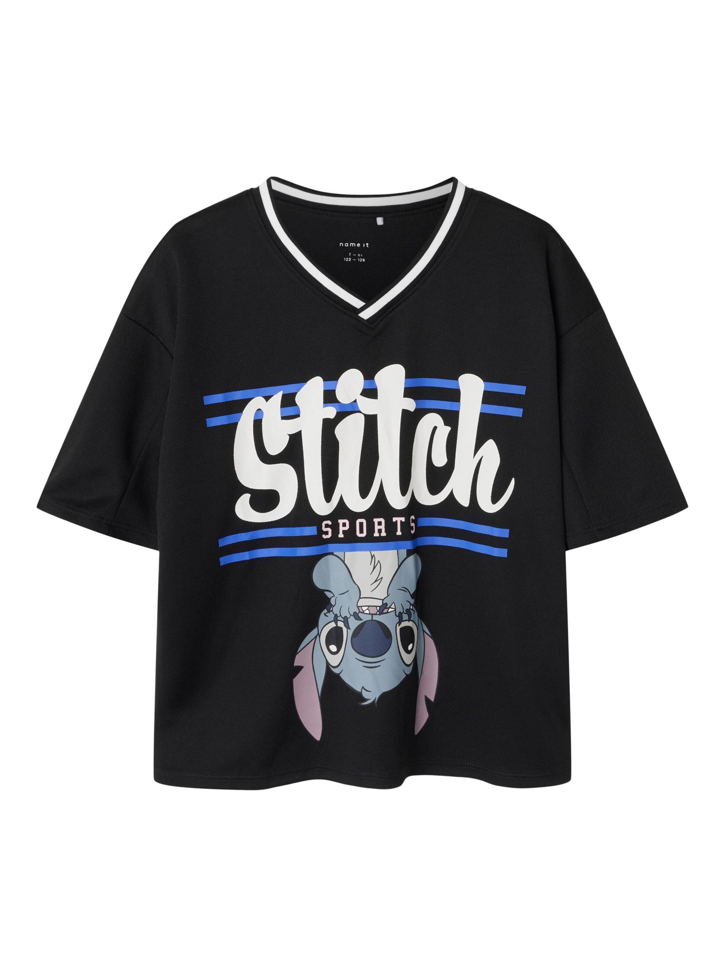 NAME IT - Camiseta 'NKFakuri Stitch' en negro: frente