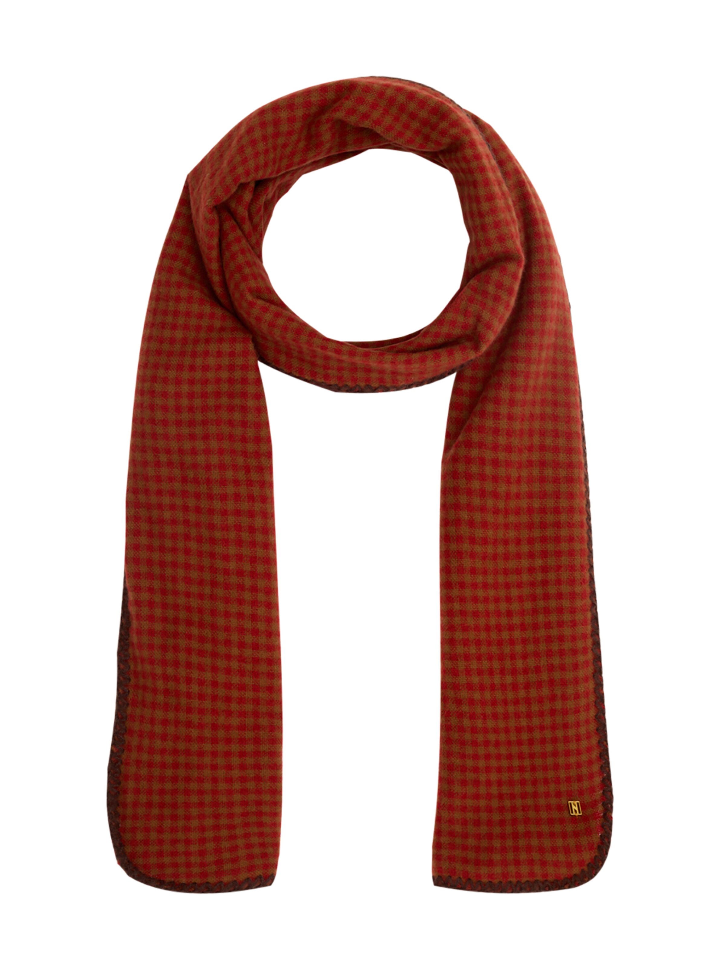 NALì Sjaal 'ANGY' in de kleur Olijfgroen / Rood, Productweergave