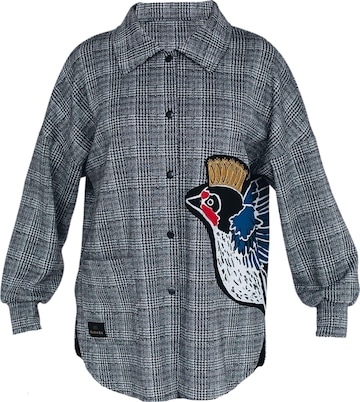 pilka RADADA Marškinėliai 'Shirt with Swallow Motif check': priekis