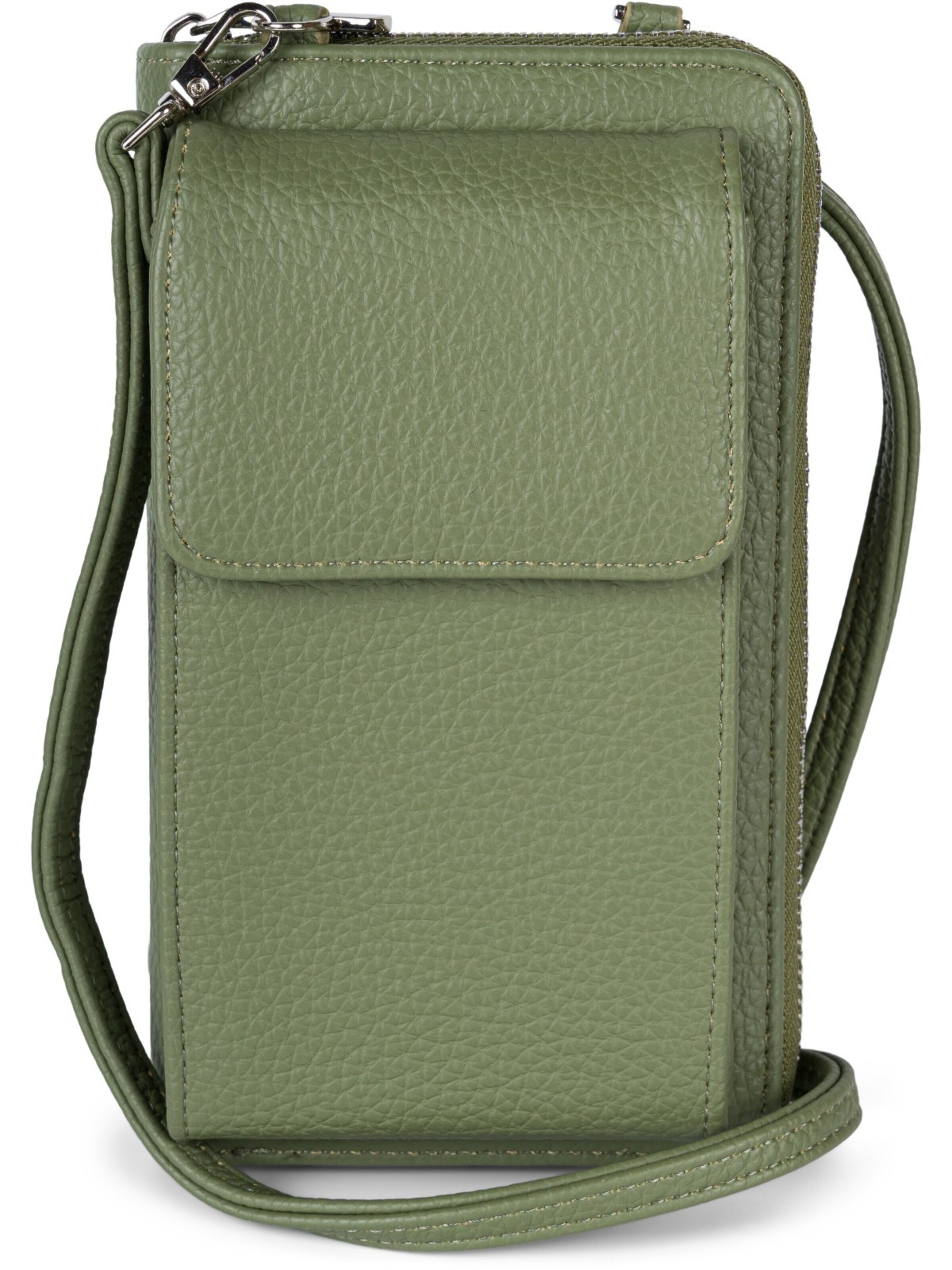 styleBREAKER Crossbody bag 'Umhängetasche mit Handyfach und RFID Schutz' in Green: front