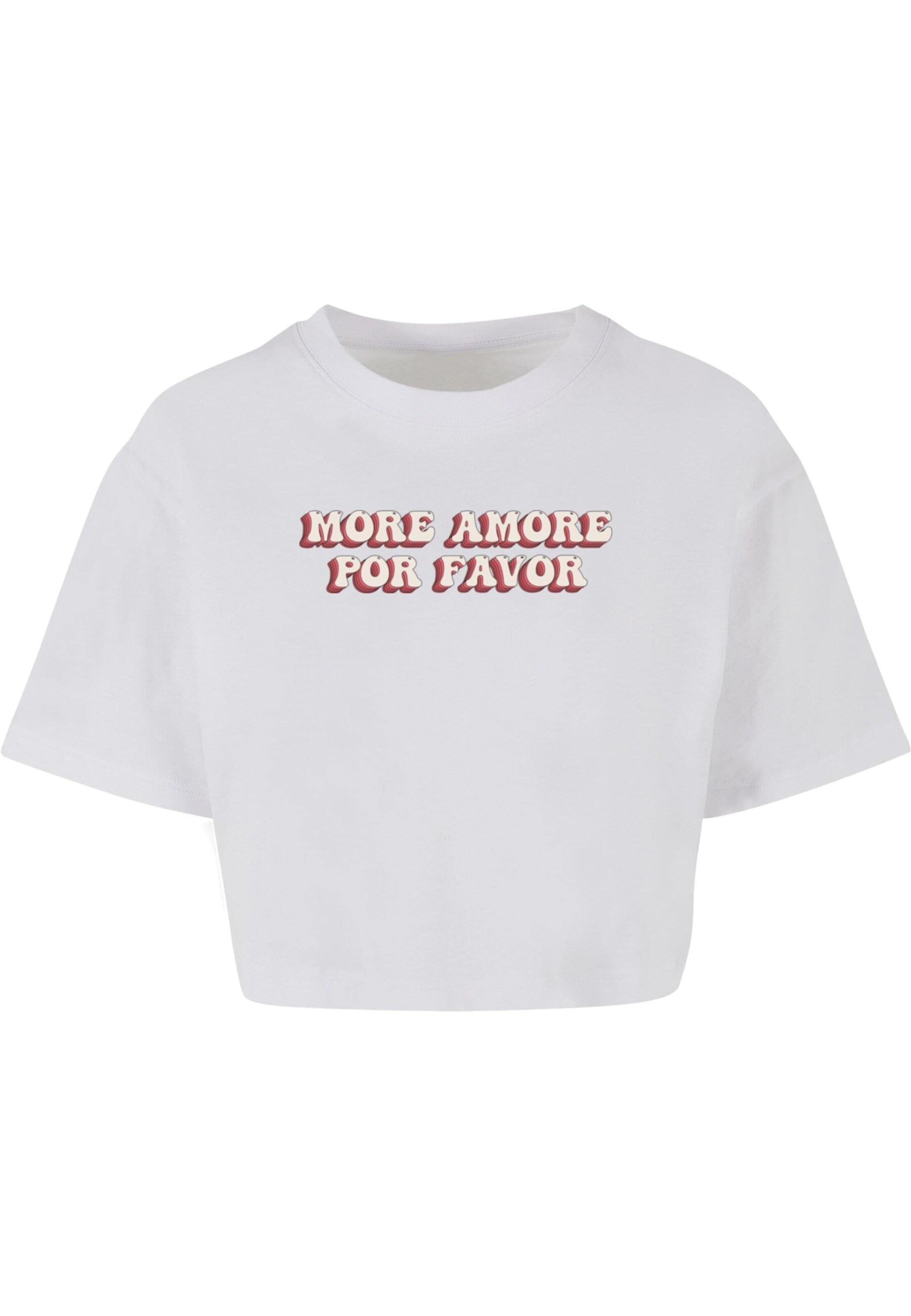 Maglietta 'Hugs & Love - More Amore Por Favor' di Merchcode in bianco: frontale